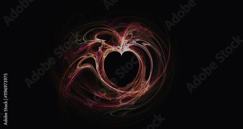dark background with heart illustration made with thin lines abstract and artistic feel