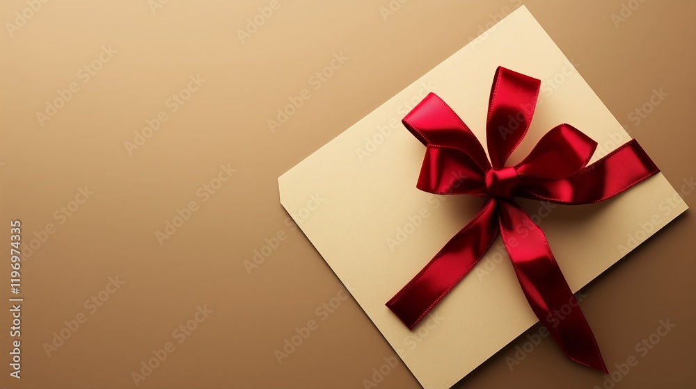 Valentine's Day gift with red ribbon on a simple background Valentine's Day gift with red ribbon on a simple background
