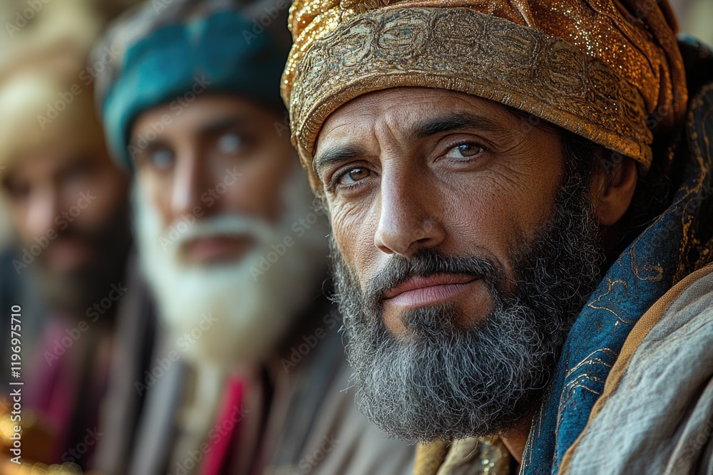 A close-up shot of a bearded man wearing a turban, suitable for use in various cultural or religious contexts