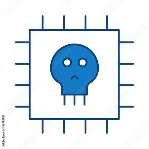 Processor Blue Editable Stroke Icons. Cyber Security Technology, Phishing, Hacking, Cyber Crime, Security, Trojan, Device Protection, Privacy Vector Illustration.