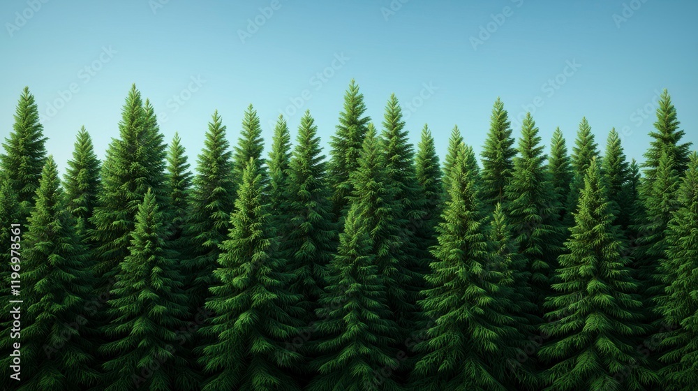 Obraz premium Lush Green Forest with Clear 3D View Showcasing Transparency and Depth for Scenic Backgrounds and Nature Projects