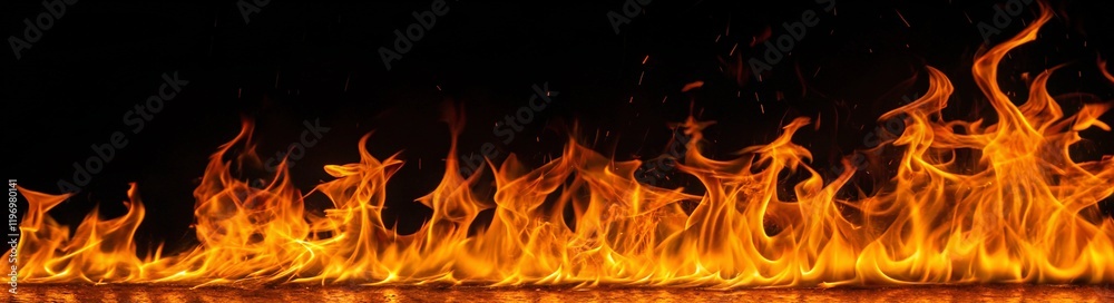 Fire flames on black background Fire flames on black background