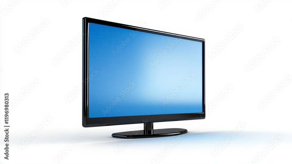 A photostock of a modern flat-screen television with a sleek black frame, displayed against a clean white background, symbolizing home entertainment and technology. High Quality A photostock of a modern flat-screen television with a sleek black frame, displayed against a clean white background, symbolizing home entertainment and technology. High Quality