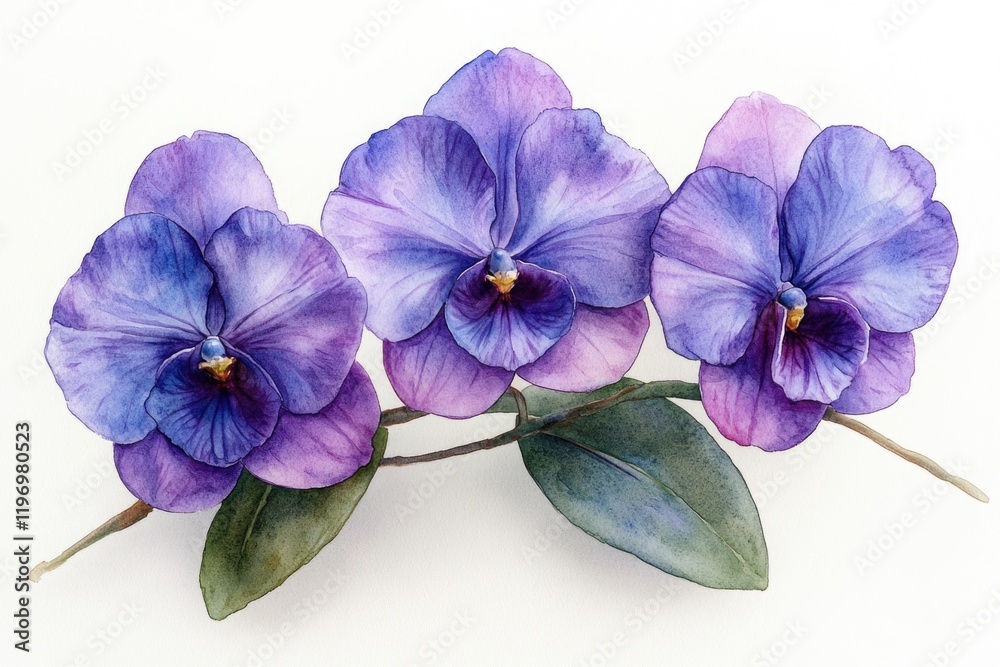 Fototapeta premium A group of purple flowers sit on top of a white surface, with their petals unfolded and facing upwards