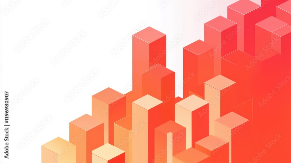 Obraz premium Abstract graphic with vertical bars in gradient shades of red and orange.