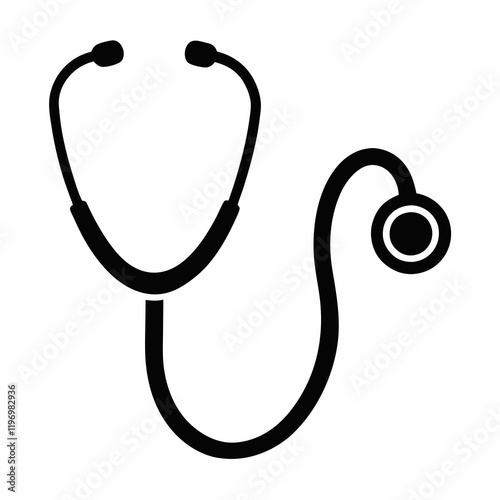 A simple black silhouette of a stethoscope