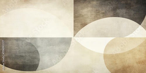 Abstract geometric shapes in muted tones create a harmonious visual composition.