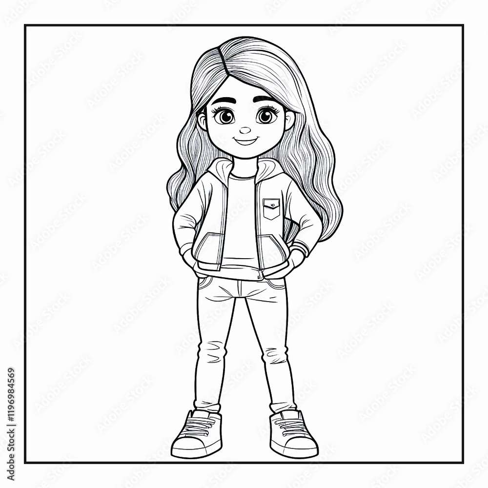Fashion Cute Girl Coloring Page Fashion Cute Girl Coloring Page