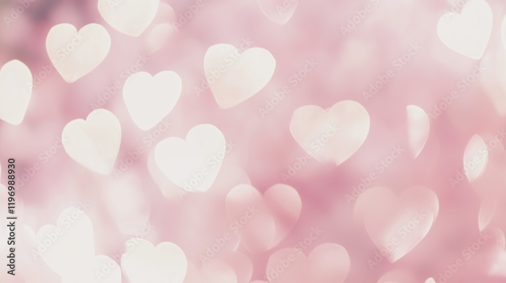 Dreamy Pink Heart-Shaped Bokeh Background for a Romantic Valentine's Day Design