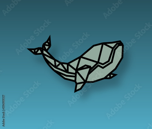 This geometric whale symbolizes the grandeur of the ocean.