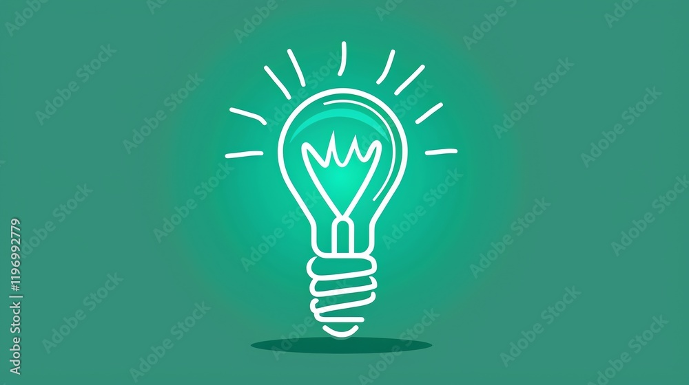 A white lightbulb icon on a green background with rays. A white lightbulb icon on a green background with rays.