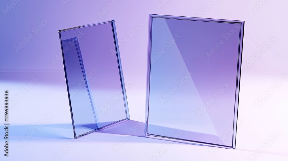 Geometric Glass Frames with Blue and Purple Shadows for a Stylish Modern Look Geometric Glass Frames with Blue and Purple Shadows for a Stylish Modern Look