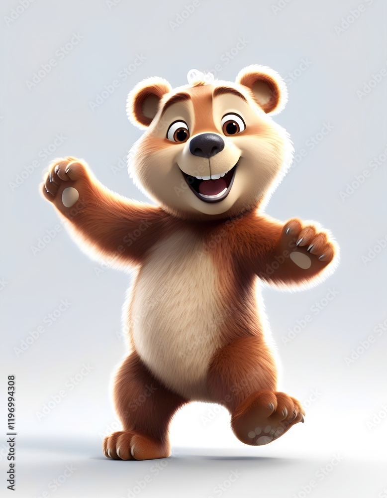 A smiling cartoon bear standing on its hind legs, depicted in a friendly and playful pose. The bear has a cheerful expression and is designed in a bright and colorful style. A smiling cartoon bear standing on its hind legs, depicted in a friendly and playful pose. The bear has a cheerful expression and is designed in a bright and colorful style.