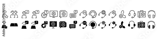 Support vector icon set. online help illustration sign collection. operator symbol or logo.