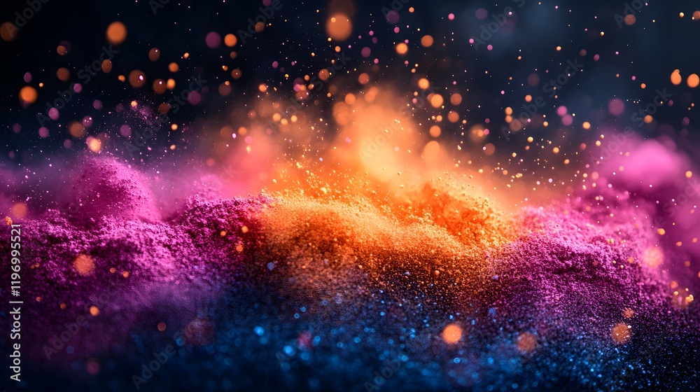 Obraz premium A close-up of colorful powders being thrown into the air during a lively Holi celebration in India