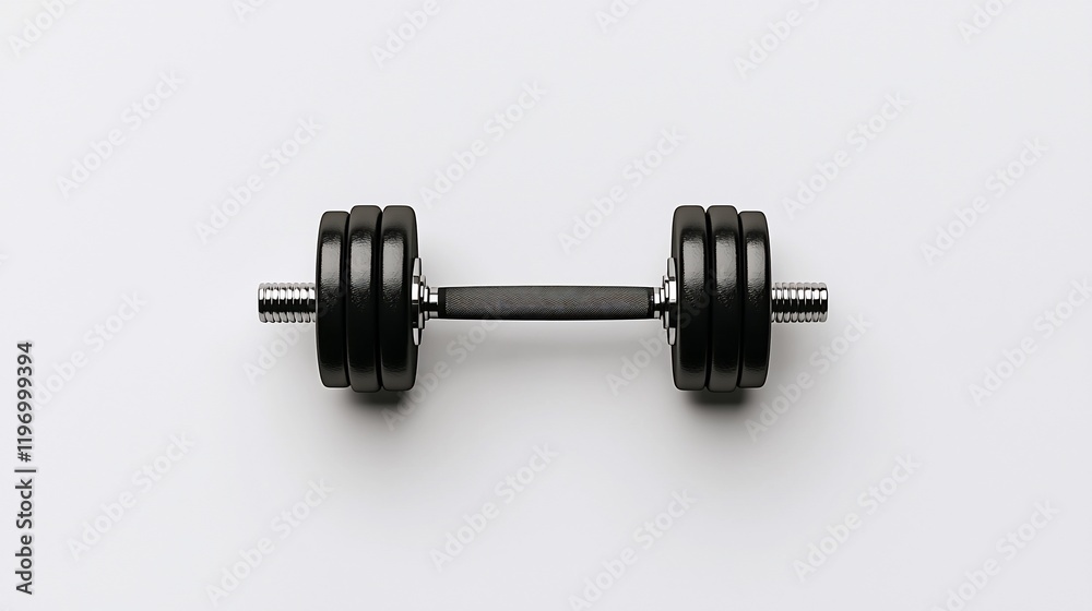 Fototapeta premium Black dumbbell on white background.