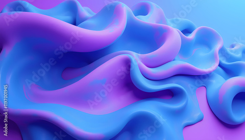 Fluid Blue and Purple Abstract Background with Ethereal Gradient Movement