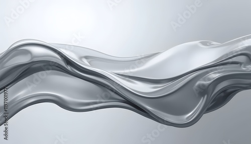 Sleek Metallic Silver Wave Background in Modern Minimalist Style with Dynamic Flow