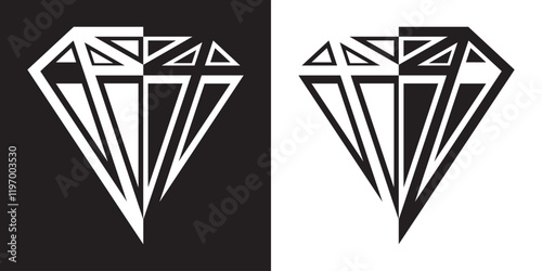 Diamond icon set. diamond gems vector icon. Diamond icon set. Line and silhouette. eps 10.