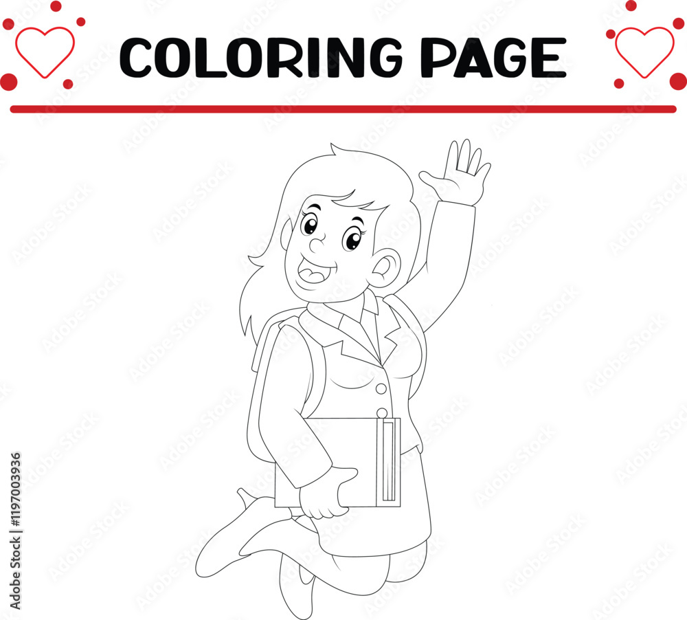 Obraz premium cute diverse college student coloring page for kids