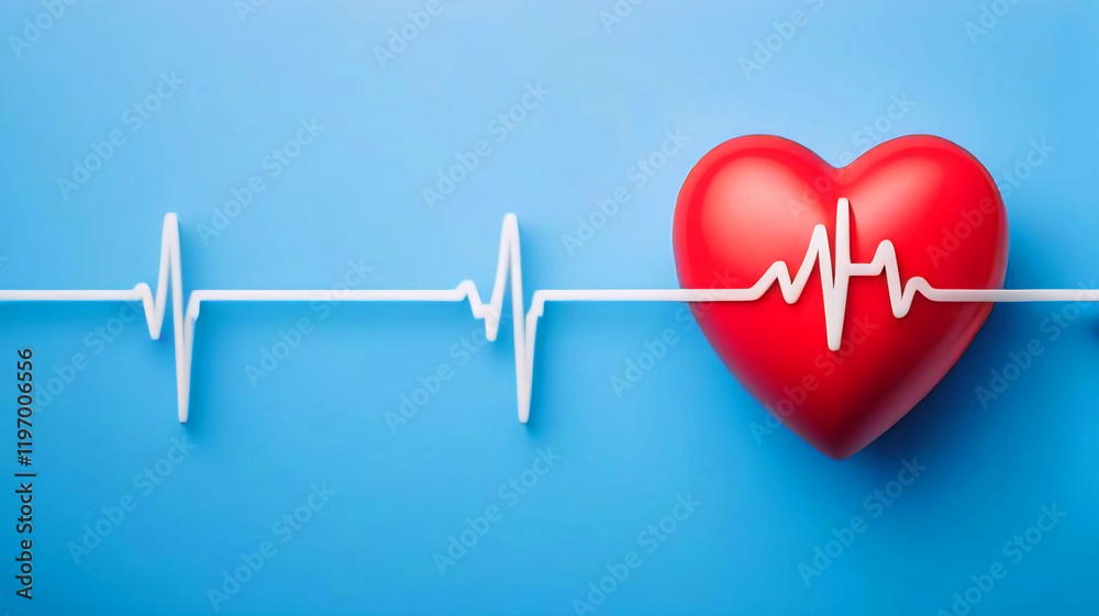 Heart model and the cardiogram running through, eternal love, valentine's day