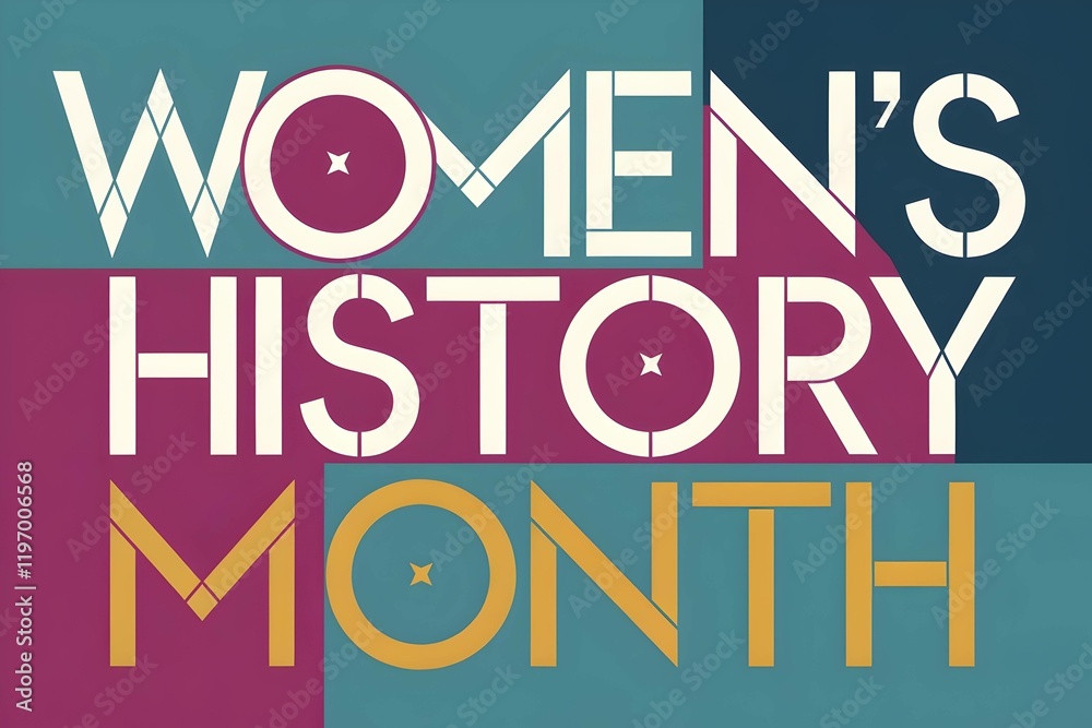 Fototapeta premium Modern Stylized Women's History Month Poster Graphic with Geometric Typography