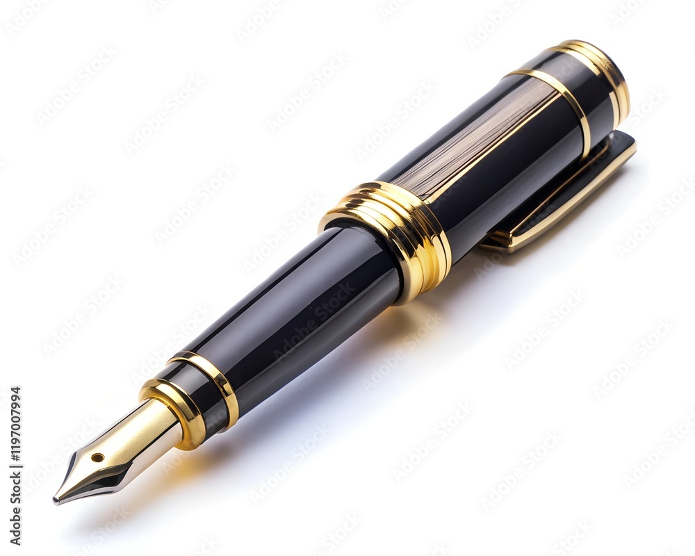 black and gold fountain pen isolated on a white background black and gold fountain pen isolated on a white background