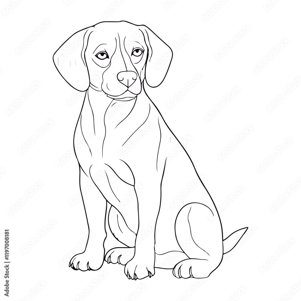 Fototapeta premium Coloring book for kids dog vector Black vector illustration.