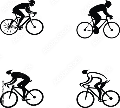 Silhouette vector image of cycling on a white background. 