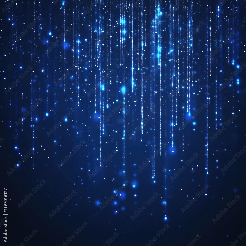 Sparkling Blue Light Strings Festive Background Design