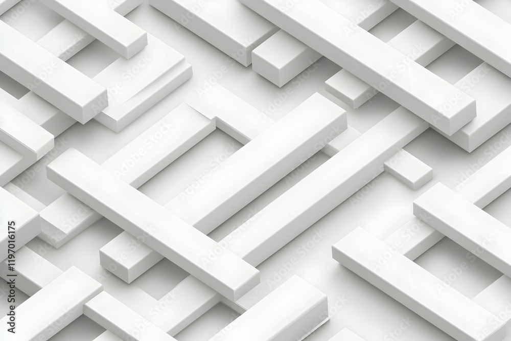 Abstract white geometric pattern, interlocking rectangular shapes, minimalist design, modern background. Abstract white geometric pattern, interlocking rectangular shapes, minimalist design, modern background.