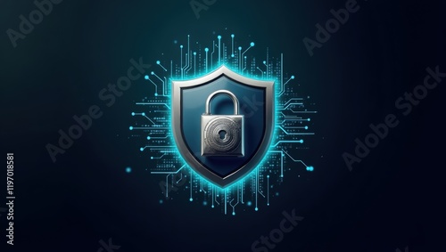 Futuristic Silver Shield Icon for Digital Security