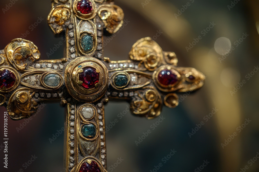 Fototapeta premium Ornate Golden Religious Cross