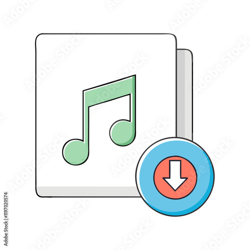 music download vector icon, music download vector illustration -simple illustration of music download, perfect for music download logos and icons and themed design  photo