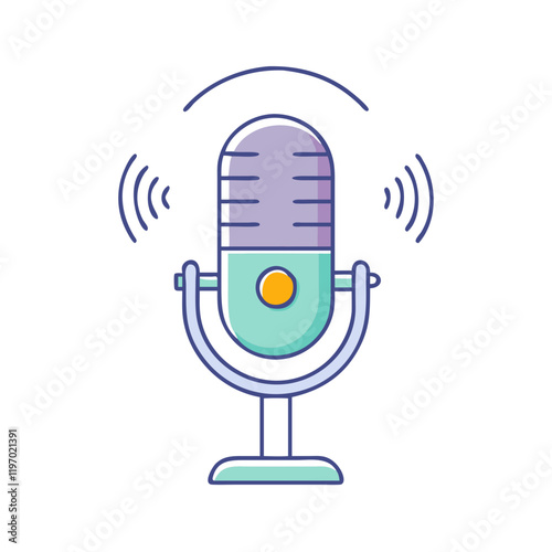 podcast microphone vector icon, podcast microphone vector illustration -simple illustration of podcast microphone, perfect for podcast microphone logos and icons and themed design 