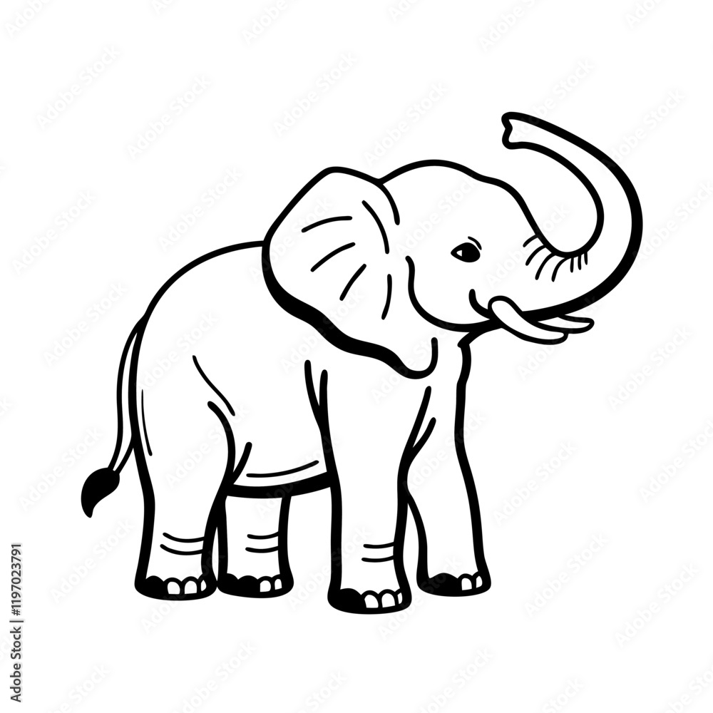 Obraz premium Elephant cartoon line art for children coloring book. coloring page of a cute baby elephant cartoon