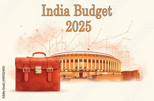 conceptual illustration for Indian union budget for the financial year 2025-2056