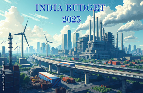 conceptual illustration for Indian union budget for the financial year 2025-2056
