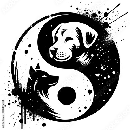 Yin Yang Dog Illustration