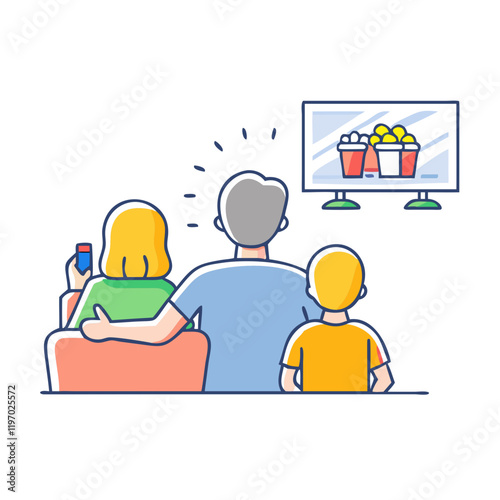 family movie night vector icon, family movie night vector illustration -simple illustration of family movie night, perfect for family movie night logos and icons and themed design 