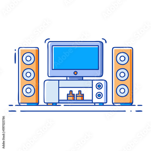 home theater system vector icon, home theater system vector illustration -simple illustration of home theater system, perfect for home theater system logos and icons and themed design 