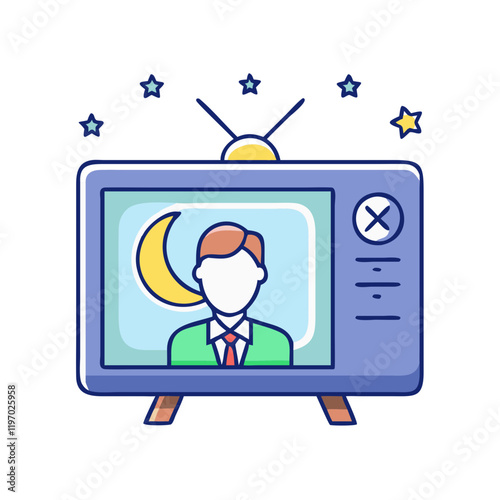 late night tv vector icon, late night tv vector illustration -simple illustration of late night tv, perfect for late night tv logos and icons and themed design 