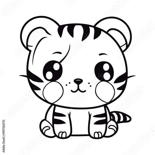 Cute cartoon baby Tiger kawai illustration