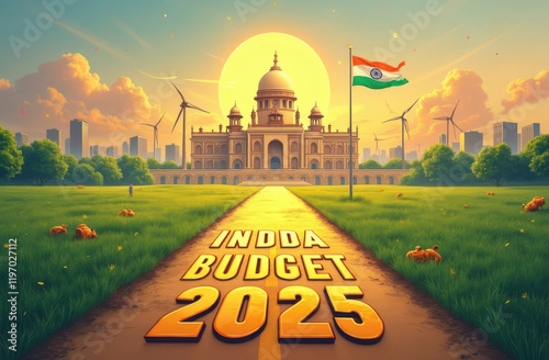 conceptual illustration for Indian union budget for the financial year 2025-2026