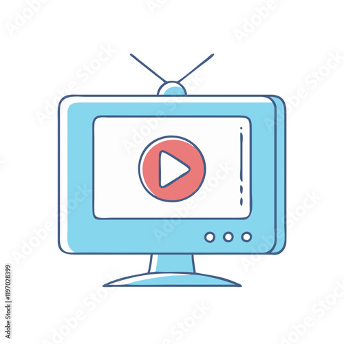 tv screen with play button icon, tv screen with play button vector