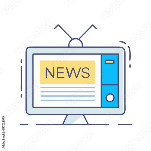 tv with news ticker vector icon, tv with news ticker vector illustration -simple illustration of tv with news ticker, perfect for tv with news ticker logos and icons and themed design 