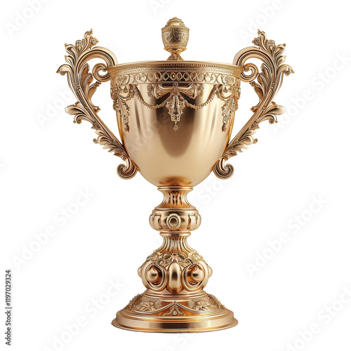 Celebration of achievement golden trophy showcase studio setting product photography elegant view success concept