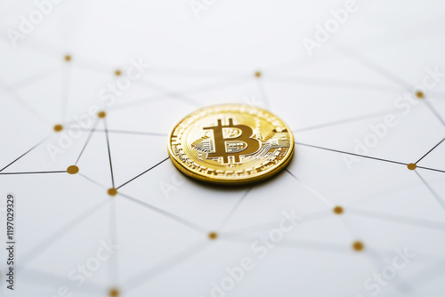 Bitcoin Coin with Minimal Blockchain Network photo