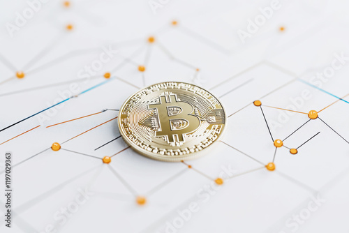 Bitcoin Coin with Minimal Blockchain Network photo