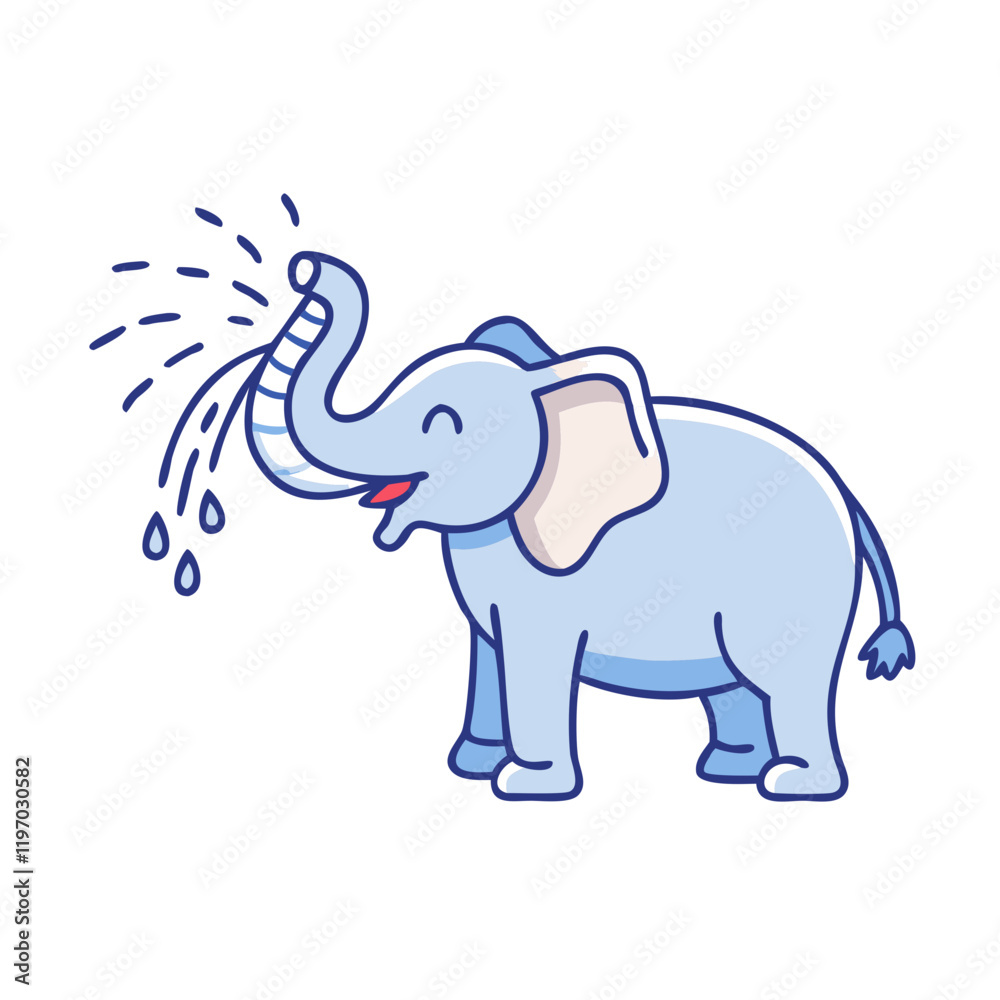 Naklejka premium elephant spraying water vector icon, elephant spraying water vector illustration -simple illustration of elephant spraying water, perfect for elephant spraying water logos and icons and themed design 